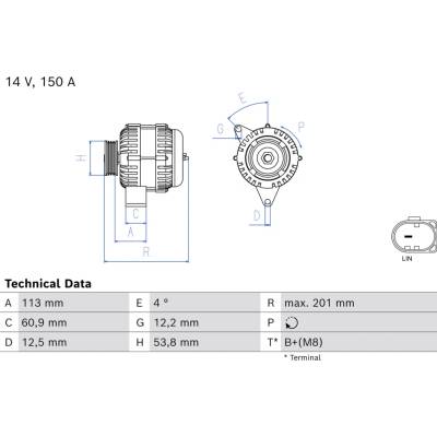 BOSCH Alternátor 0 986 085 090