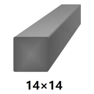 Hranatá čtvercová plná ocelová tyč 14x14 mm (čtyřhran), bez povrchové úpravy 3 m (J-S14x14-3)
