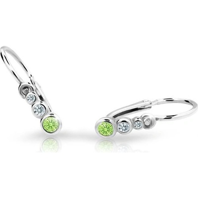 Danfil dětské náušnice C2255 z bílého zlata s kamínky Peridot Green zapínání brizura