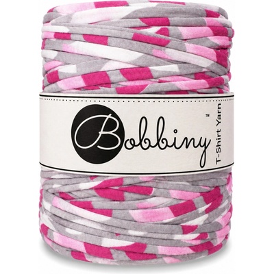 Bobbiny T-shirt yarn Bobbiny - T-shirt yarn: Růžovo-šedá geometrická