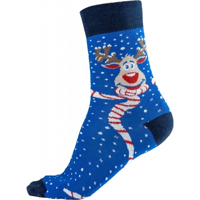 VFstyle Vánoční ponožky HAPPY REINDEER 1 ks modré