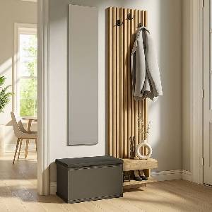 TopMebel Закачалка Dumont TopMebel от меламин в антрацит - цвят сепет дъб 104.8x35x198cm