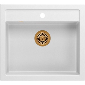 Quadron Unique Bill 110 вградена композитна мивка бяла - медна 60x54 см (HCQB6054U1_PVDC1) Мивка за вграждане