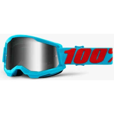 100 PROCENT brýle STRATA 2 SUMMIT - MIRROR SILVER LENS - barva světle modrá/červená sklo stříbrné zrcadlo