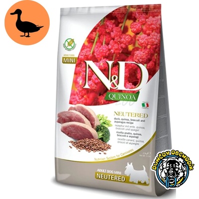 N&D Quinoa Grain Free Adult mini, neutered, duck, broccoli & asparagus 0,8 kg