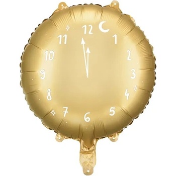 Party Deco Фолиев Балон "Часовник", 45 см, Златист