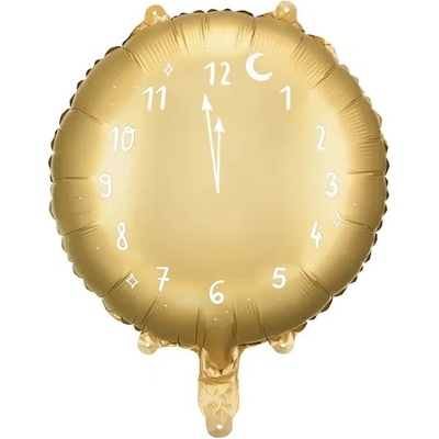 Party Deco Фолиев Балон "Часовник", 45 см, Златист
