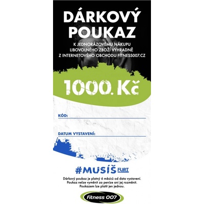 Elektronický dárkový poukaz Fitness007 1000 Kč pro kluka