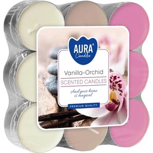 BISPOL Ароматни чаени свещи Bispol Aura - Vanilla-Orchid, 18 броя (p15-18-184)