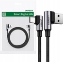 Ugreen US176 zahnutý USB - USB Type C Quick Charge 3.0 QC3.0 3 A, 0,5m, sivý