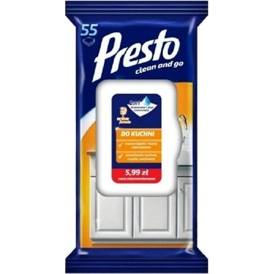 PRESTO vlhčené čistiace obrúsky do kuchyne 55 ks