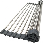 Kinghoff Постелка за сушене на съдове Kinghoff KH 1903, 45х32 см, Устойчива на корозия, Силиконви краища, Неплъзгаща се, Сгъваема, Инокс/сив (KH 1903)