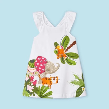 Image 1 of Mayoral Рокля ситопечат в бяло за мини момиче Mayoral с палми