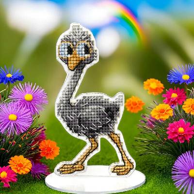 Wonderland Crafts Křížková vyšívací sada nitěmi – Brýlatý pštros