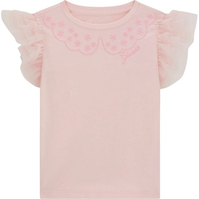 Guess Тениска с къс ръкав Guess - С бродерия и къдрички, 18 м (20261-K6RI25-K6YW4-G62O-18M)