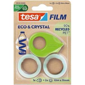tesa Самозалепваща лента с диспенсър, 2 броя, 19 mm x 10 m, TESA "Eco&Crystal", прозрачна 59038-00000-00 (59038-00000-00)