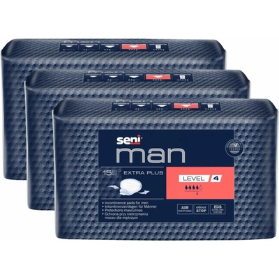 Seni Man Extra Plus Level 4 pánske inkontinenčné vložky 3 x 15 ks
