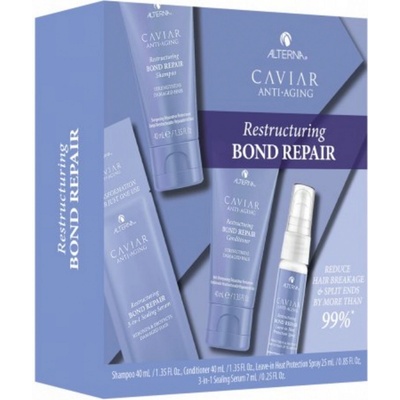 Alterna Caviar Restructuring Bond Repair šampon 40 ml + kondicionér 40 ml + sprej pro tepelnou úpravu vlasů 25 ml + vlasová kúra sealing serum 7 ml dárková sada