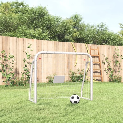 vidaXL Футболна врата с мрежа, бяла, 125x96x60 см, стомана и полиестер (93732)
