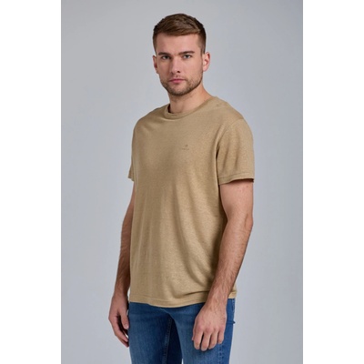 Gant tričko D2. Linen SS T-Shirt hnedá