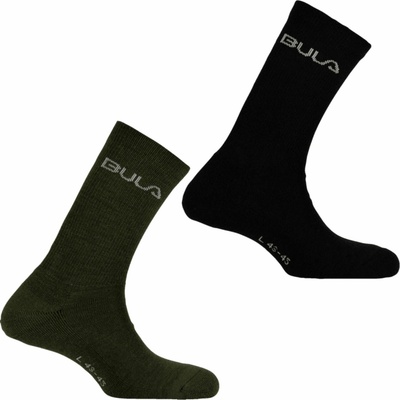 Bula 2PK WOOL SOCK čierna khaki biela