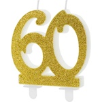 PartyDeco Свещ за торта - златна 60