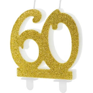 PartyDeco Свещ за торта - златна 60