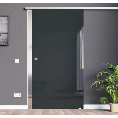 Amod Black černé skleněné posuvné dveře 90 x 205 cm s mušlí