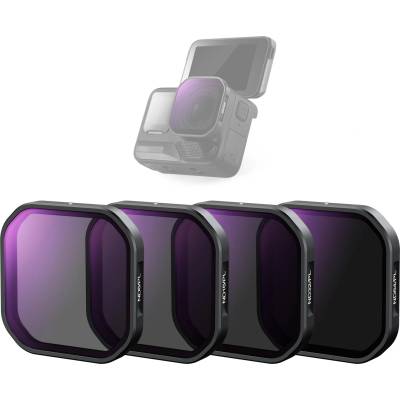 NEEWER Pack of 4 ND/PL filters compatible with Insta360 Ace Pro 2, ND8/PL+ND16/PL+ND32/PL+ND64/PL gray filter polarizing filter, not compatible updated version, new round lens protectors, FL91 - 10105316