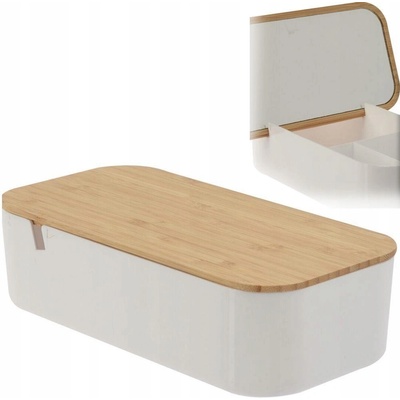 Berilo Kosmetický organizér se 3 přihrádkami Bambus Metakrylát 9,5 x 7 x 23,2 cm