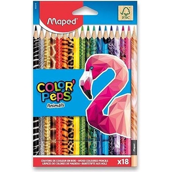 Maped Color´Peps Animals trojhranné farbičky 18 ks v kartónovom obale