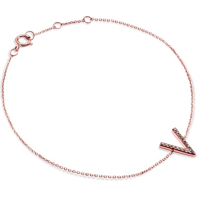 SAVICKI Гривна Letter V: розово злато. черни диаманти