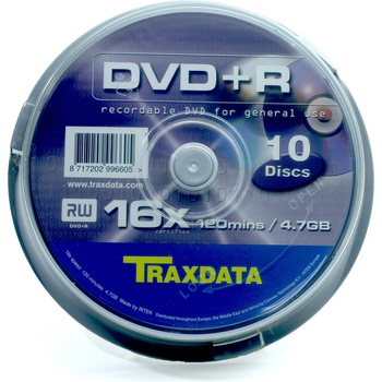 Traxdata DVD+R 4,7GB 16x, cakebox, 10ks