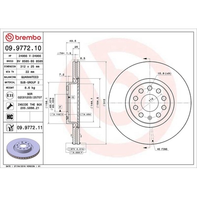 Brzdový kotouč BREMBO 09.9772.11