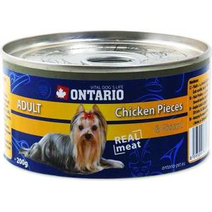 ONTARIO Консерва ONTARIO Adult за кучета, парченца пиле + стомаси, 200г