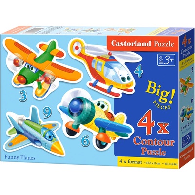 Castorland - Puzzle 4v1 Funny Planes - 1 - 39 piese