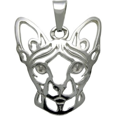 Stříbrné tlapky Kočka Sphynx stříbrný přívěšek 344