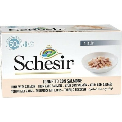 SCHESIR Tuňák s lososem v želé mokré krmivo pro kočky 6 x 50 g
