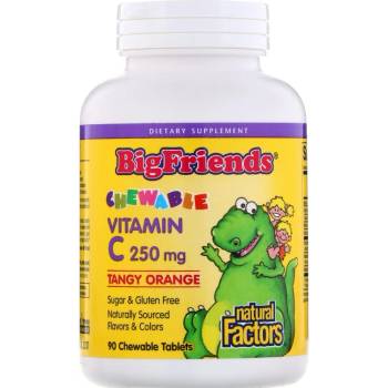 Natural Factors Big Friends Vitamin C, 250 mg, 90 дъвчащи таблетки, Natural Factors (1395 NF)