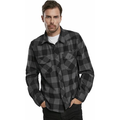 BRANDIT мъжка риза brandit - Карирана риза - 4002-черно + въглен