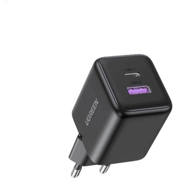 UGREEN Захранване за ел. мрежа с USB-A и USB-C изходи с технология за бързо зареждане - Ugreen X516 GaN Fast Wall Charger 30W (черен) (X516)