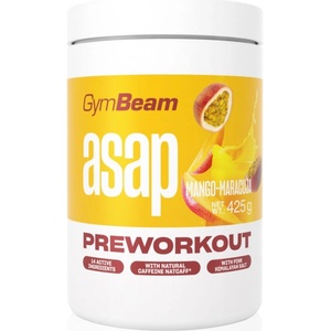 GymBeam ASAP Pre-Workout разтворима напитка за подпомагане на спортните постижения вкус Mango Maracuja 425 гр. man