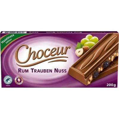 Choceur mléčná s rozinkami a lískovými ořechy a rum 200 g