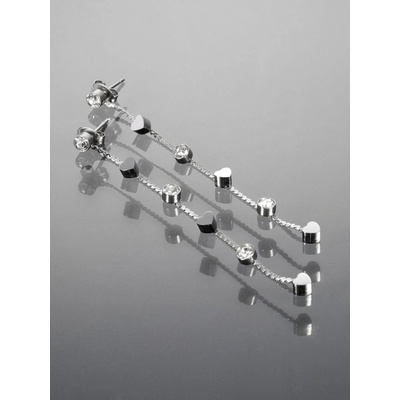 Prošperk Visací stříbrné náušnice s řetízkem s krystalky z chirurgické oceli S1384