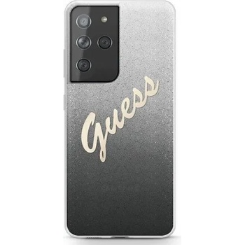 Поликарбонатен гръб Guess Glitter Gradient Script за Samsung Galaxy S21 Ultra, черен, GUHCS21LPCUGLSBK