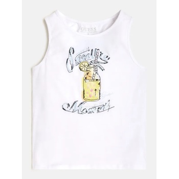 Image 1 of GUESS Бял потник за момиче с апликация и панделка на гърба Guess