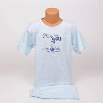 Image 1 of Детска пижама с къс ръкав в светлосиньо