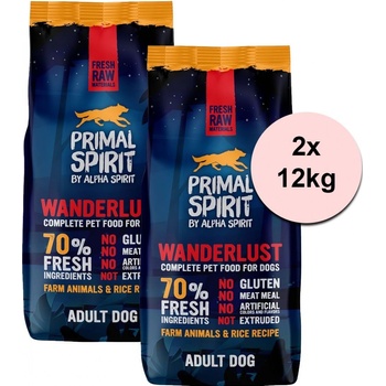 Primal Spirit Dog 70% Wanderlust 2 x 12 kg
