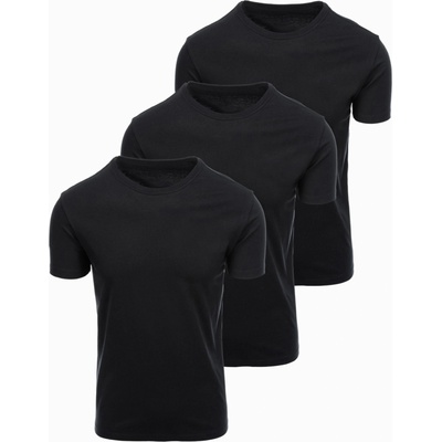 Ombre Clothing Мъжка памучна тениска BASIC с кръгло деколте - 3x черна V9 OM-TSBS-0268 (3x BLACK) Ombre Clothing Ombre Clothing | Cheren | МЪЖЕ | S