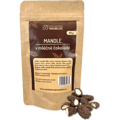 Čokoládovna Troubelice Mandle v mléčné čokoládě 150 g